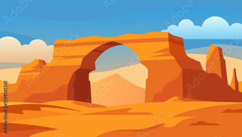 Artistic Desert Landscape of Sculpted Sandstone Arches and Buttes