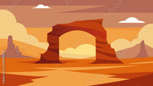 Majestic Desert Landscape with a Dramatic Natural Stone Arch