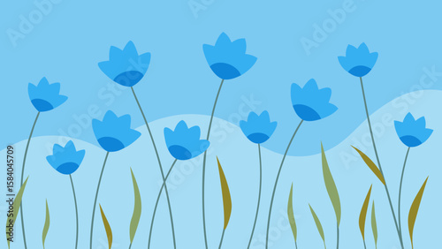 Graceful Field of Flax with Delicate Pale Blue Flowers Nodding