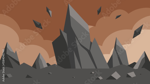 Rugged Field of Shattered Rock at the Base of a Towering Cliff