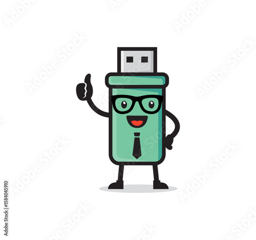 USB flash disk mascot character vector design