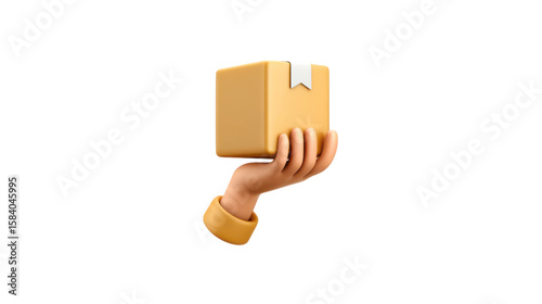 Cartoon Hand Holding a Package on Transparent Background