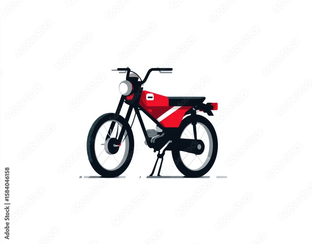 Obraz premium Profile view of a retro motorcycle, red and black. Simple, flat design
