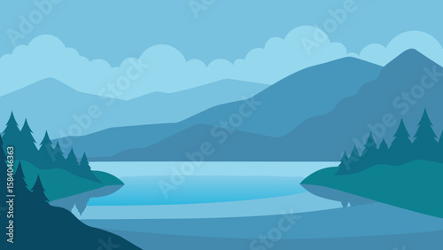 Expansive Lake So Large the Opposite Shore is Lost in Haze