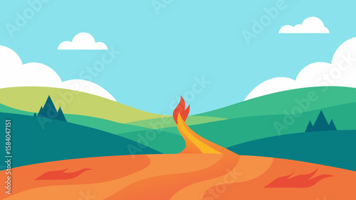 Prairie Landscape with a Controlled Burn in Progress
