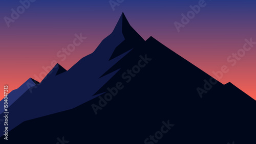 Sharp Mountain Ridge Silhouetted Like a Knife at Sunset