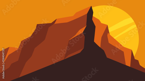 Sheer Rock Face Catching Warm Golden Light at Sunset Nature