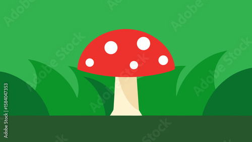 Bright Red Toadstool Standing Out in Forest Nature Beauty