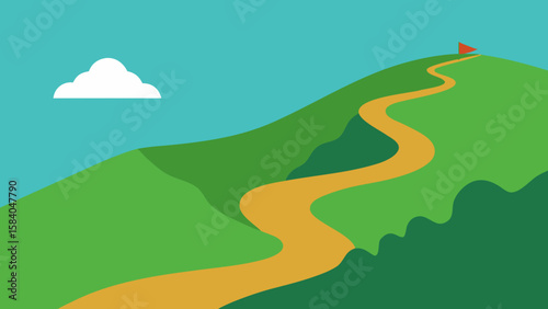 Hike a Trail of Switchbacks Climbing a Steep Grassy Mountain