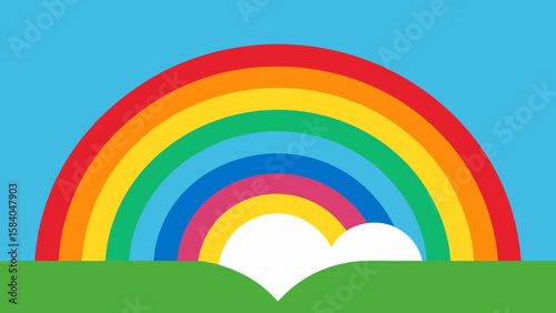 Vibrant Double Rainbow Arches Over a Fresh Rain Washed Landscape
