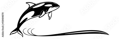 Line art silhouette orca illustration