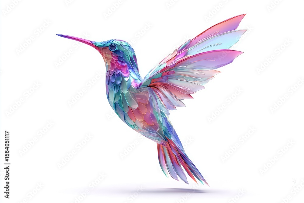 Obraz premium Colorful 3D hummingbird in flight
