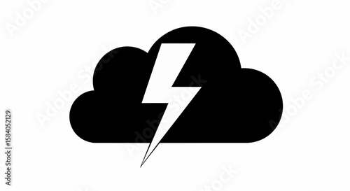 Stormy Weather Icon A Cloud with Lightning Strike for Weather Forecasts and Power 