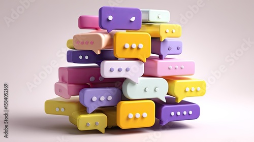 Colorful speech bubbles clustered together