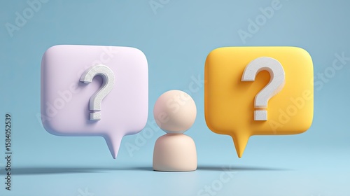 Two question marks, light pastel colors