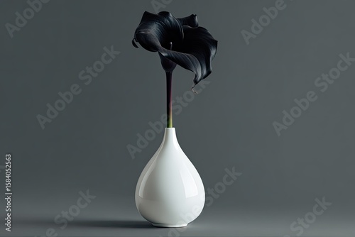 Black Calla Lily in White Vase (1)