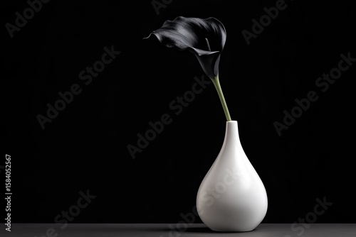 Black Calla Lily in white vase