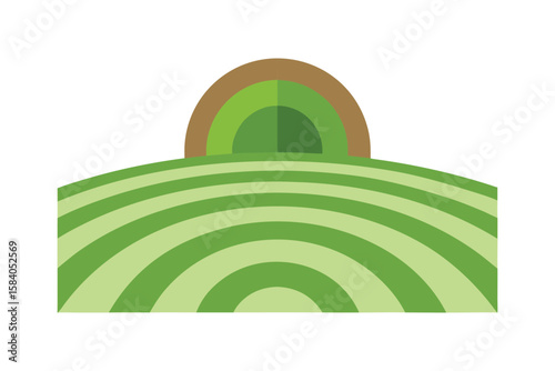 Flat Grass Field With Concentric Mowing Lines