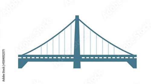 Simple, flat illustration of a suspension bridge