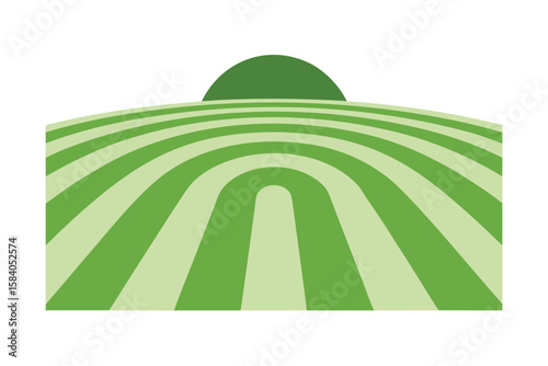 Flat Grass Field With Concentric Mowing Lines