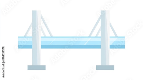 Simple bridge illustration, light blue water