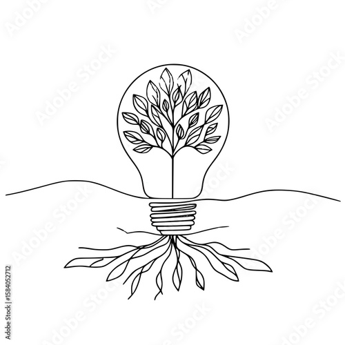 Nature in a Bulb, Nature meets innovation in a symbolic light bulb illustration