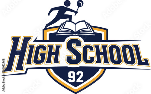 High School Sports and Academic Shield Logo Vector - Collegiate Emblem Design