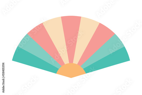 Decorative Paper Fan Folded In Half Circle B