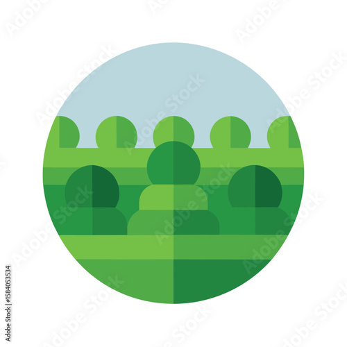 Clipped Hedge In Round Geometric Shapes
