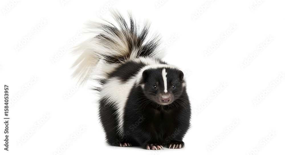 Fototapeta premium Standing Skunk with Black and White Fur