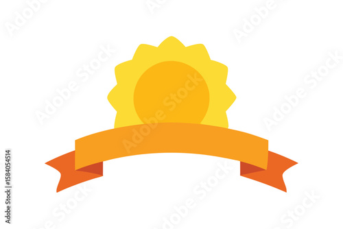 Cartoon Rosette With Orange Center And Wavy Edges