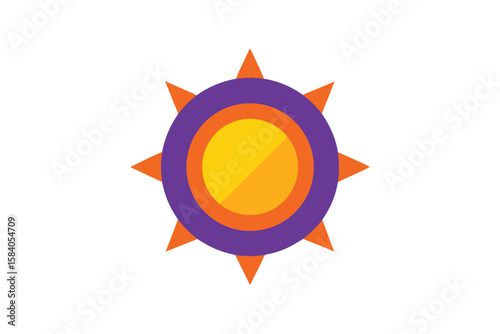 Cartoon Medallion With Circular Purple Center