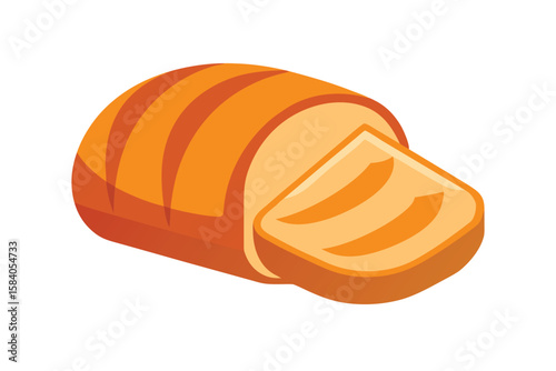 Cartoon Loaf Of Rye Bread With Sliced Pieces