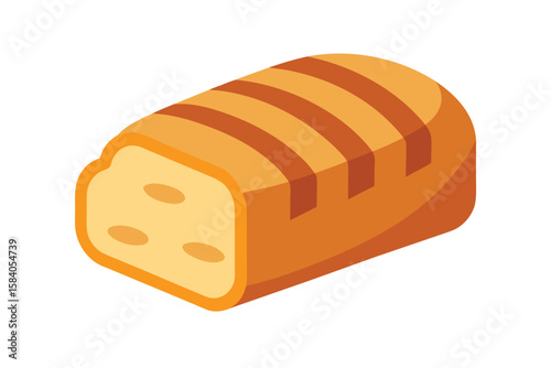 Cartoon Loaf Of Rye Bread With Sliced Pieces