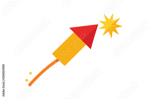 Cartoon Fireworks Launcher With Spark Trails