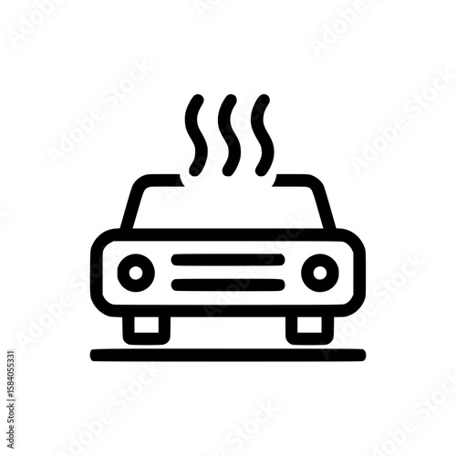 Broken down car engine smoking problem icon
