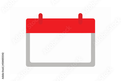 Calendar Date Icon With Red Top Strip On White