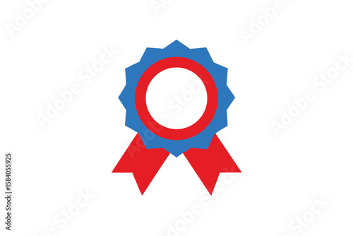 Award Ribbon With Circular Red Center And Shadow