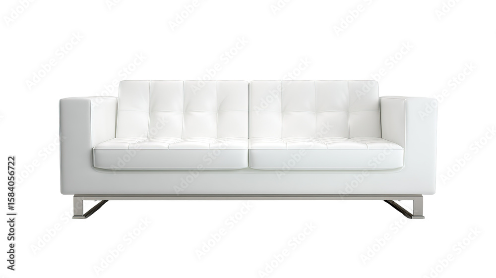 Obraz premium White Leather Sofa with Minimal Design on Transparent Background
