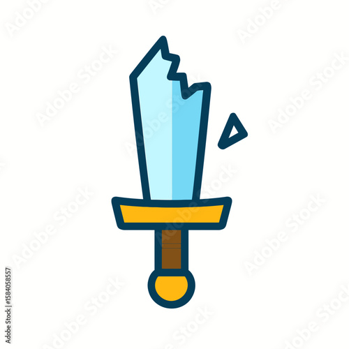 Broken Sword Icon in Flat Vector Style
