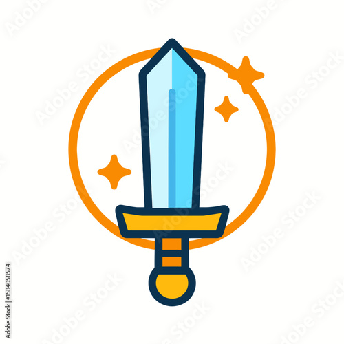 Magic Sword Icon with Glowing Aura