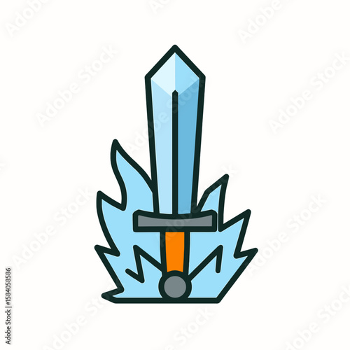 Frost Sword Icon with Ice Crystal Base