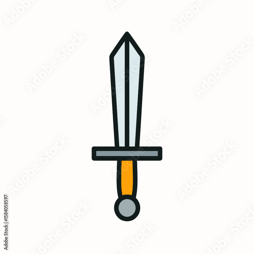 Classic Straight Sword Icon in Flat Vector
