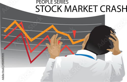 vector illustration business man had stock market crash