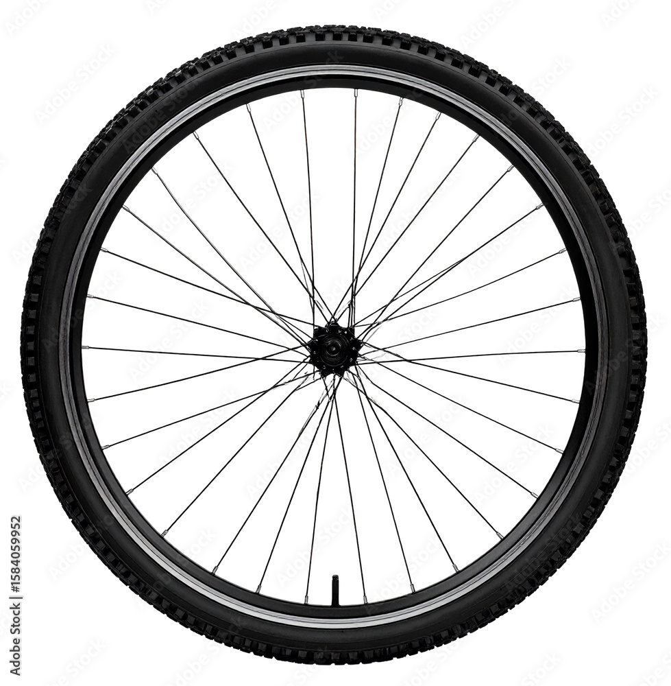 Fototapeta premium black bicycle wheel isolated on white background