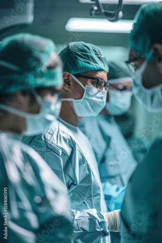 Focused Surgical Team Performing Operation in Modern Hospital Operating Room