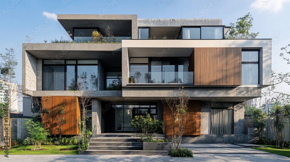 Fototapeta premium Modern Abstract Urban Architecture with Striking Geometric Lines