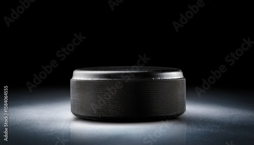 black puck on dark background