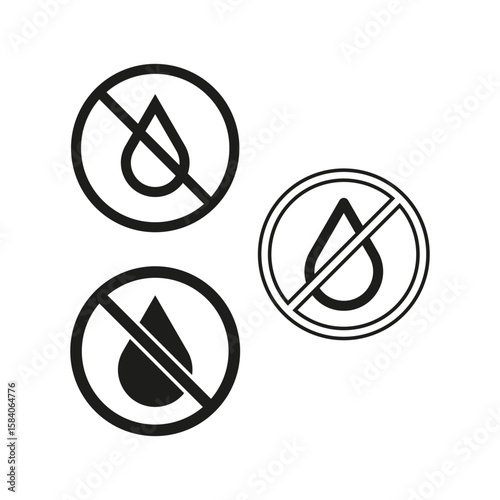 No water drops. Waterproof symbol icon. Liquid Vector prohibition. Moisture restricted sign