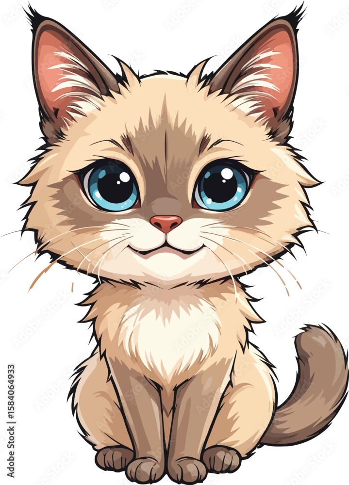 Fototapeta premium Cute cartoon a illustrator vector balinese cat